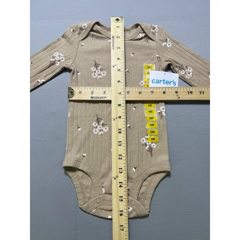 NWT Carter's 3-Piece Outfit Set Baby Girls 6 Months Taupe Long Sleeve Comfort